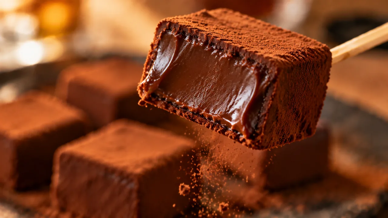 粉をまとったロイズの生チョコレートの生成イメージ